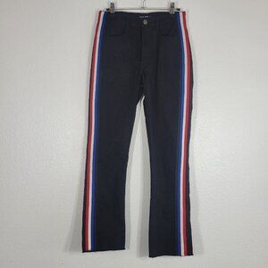 Pam and Gela Track Pants Women Size 27 Racer Stripe Black Cotton Stretch